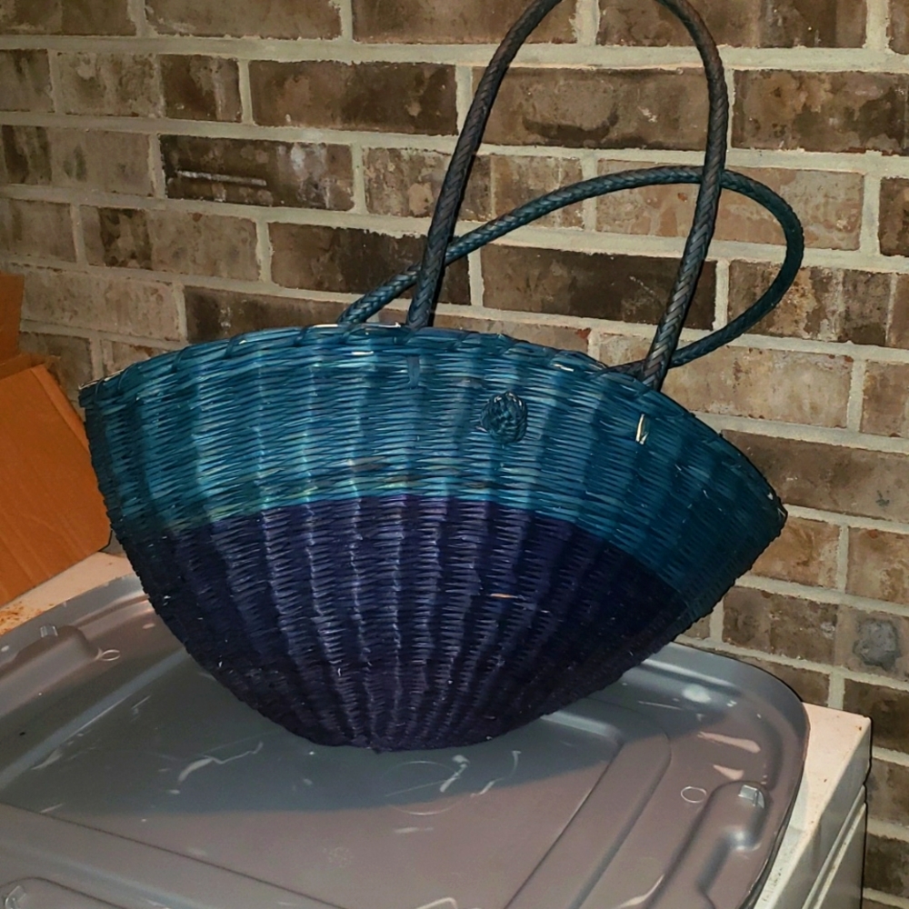 Blue straw bag